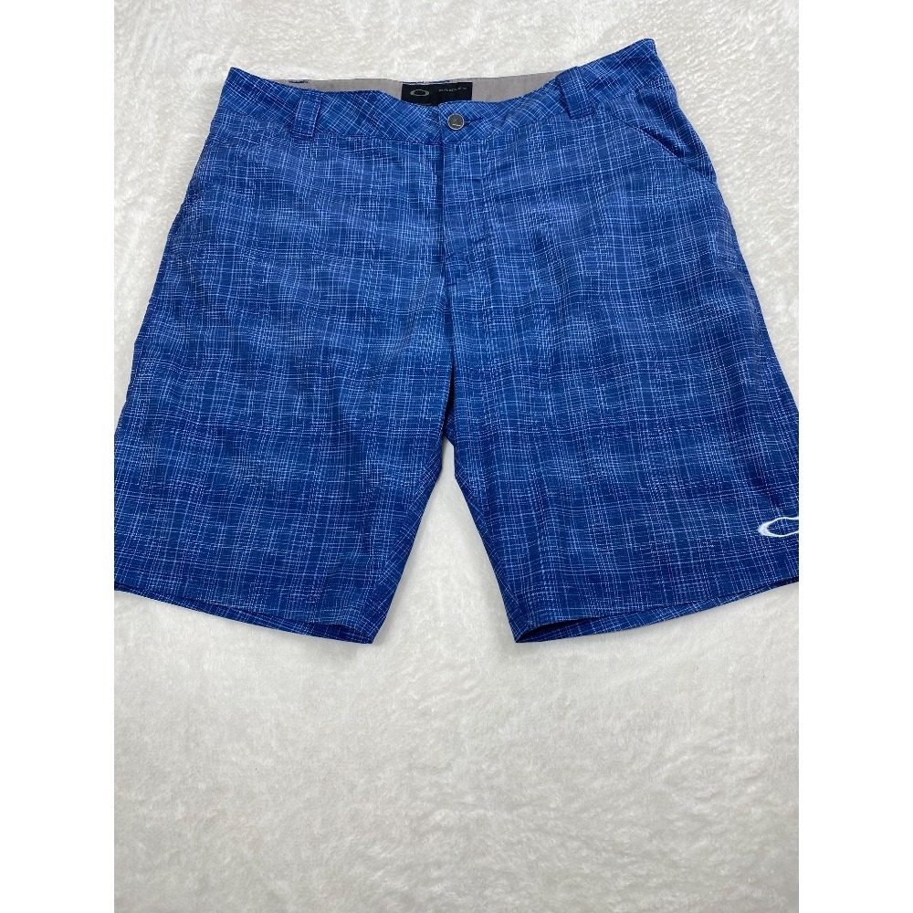 Oakley Golf Shorts Plaid Casual Athletic Lightweight‎ Blue 34W
